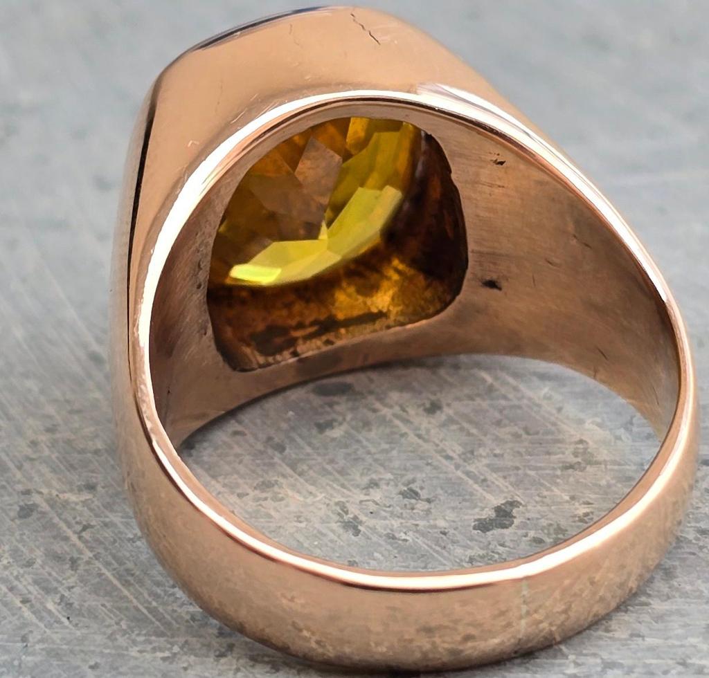 Мужское кольцо с цитрином, серебро 925 пробы, кольцо с драгоценным камнем, форма подушки, кольцо с печаткой, кольцо с камнем