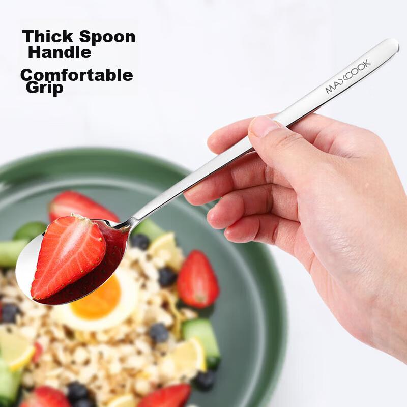 Maxcook Stainless Steel Soup Ladle And Spoon Set, Extra Large And Thick Round And Flat Spoons for Serving Soup And Rice, 5-Piece Set MCGC0477