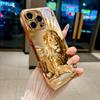Золотой чехол для телефона с электролитическим покрытием и портретом королевского льва для iPhone 17Air 17 16 15 14 13 12 11 Pro Max Plus 16E XR 7 8 Xs Стеклянная крышка