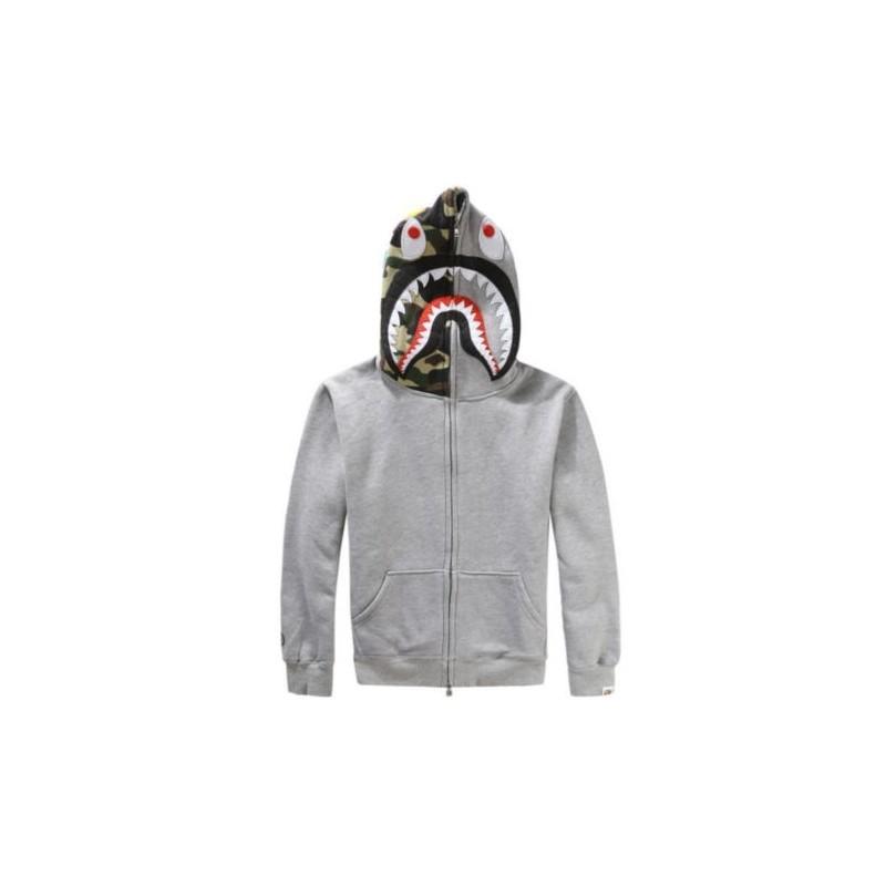 A Bathing Ape Толстовка с капюшоном Мужская Куртка-акула Камуфляж Свитшот V-образный вырез Куртка Черная Большой