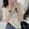 Hollow Out Hole Ice Silk Knitted Sweater for Women In Summer Loose and Thin Style Chic Short Sleeved Top Trendy