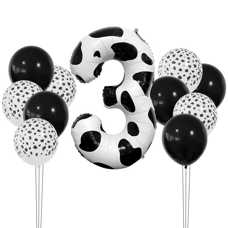 Cow Jungle Theme Balloon Set 40 Inch Black And White Digital Latex Balloon Decoration Birthday Party Decoration Photo