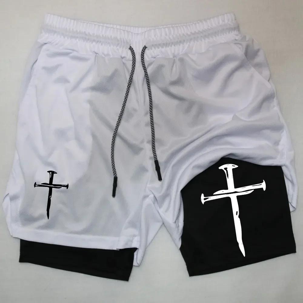 2025 Летние шорты для бега, мужские спортивные шорты 2 в 1, сетчатые быстросохнущие спортивные шорты для фитнеса и тренировок, двухслойные шорты для серфинга