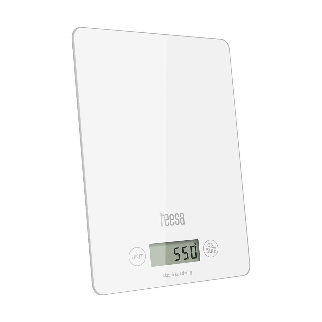 Teesa Lcd White Glass Kitchen Scale With Tare
