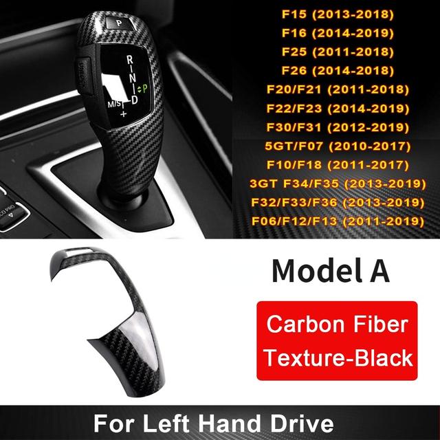 For BMW F20 F21 F22 F23 F30 F34 F10 F11 F07 F18 F25 F26 F15 F16 i8 RHD LHD Real Carbon Fiber Gear Shift Knob Panel Frame Trim