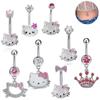 Мультяшный Милый Кольцо для Пирсинга Пупка Hello Kitty со Сверкающим Цирконом для Женщин Сексуальные Украшения для Тела Аксессуары для Пляжной Вечеринки Подарок