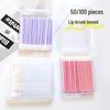 50/100-Pack Boxed Disposable Flocked Lip Brush Wands - Portable Lip Gloss, Lipstick, Lip Liner, & Lip Mask Brushes