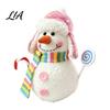 Holiday Party Photo Props Lighted Snowman Christmas Ornament with Knitted Hat, LED Warm Light Soft Fabric Figurine Hanging Pendant for Tree,