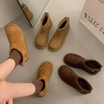 Осень и зима новые матовые ботинки Мартина женская мода универсальные повседневные ретро задняя молния большая голова короткие ботинки