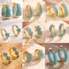 ZAKOL Luxury Turquoise Hoop Earrings for Women Temperament Gold Color Plated Micro-Intact Blue Zircon Party Ear Accessories