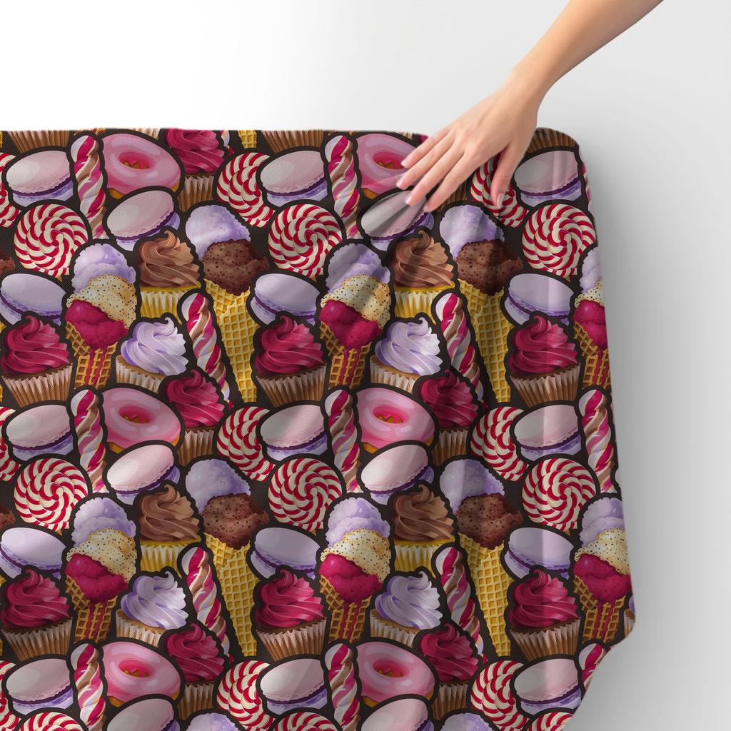 Royal Samt Stoff Polyester Zum Nähen - Motiv Rosa Süßigkeiten