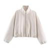 Womens Casual Soft Pilot Jacket Fashion Loose Stand Collar Zip Coat