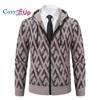 Мужской свитер с капюшоном, тонкий жаккардовый толстый жакет
