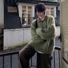 Мужской зеленый свитер с лацканами в японском стиле: Модный вязаный пуловер Осень/Зима