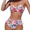 1011 new European and American high-end swimsuit sexy printed halter women's rope bikini Huludao split swimsuit