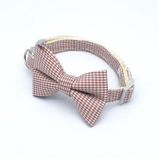 Pet Collar Adjustable Beautiful Bowknot Decor Plaid Dog Car Necklace Jewelry for Taking Photo