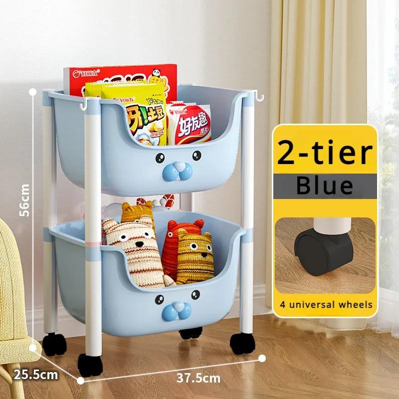 Children Toy Storage Trolley Rack Multilayer Bookshelf Snack Racks Picture Book Rack Movable Multi-Layer Wheels Storage Trolley