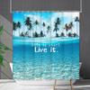 Shower Curtain Waterproof And Mildew-Proof Coconut Tree Beach Beach Bathroom Shower Curtain Shower Curtain Partition Curtain Free Punching