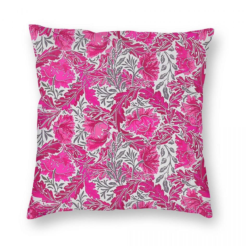 William Morris Floral Fuchsia Pillowcase Polyester Linen Velvet Creative Zip Decor Room Cushion Cover
