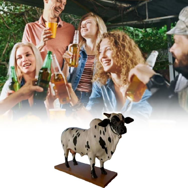Креативный диспенсер для ликера в форме быка для бара, декантер для вина, скульптура животного из смол ручной работы со стабильным деревянным основанием