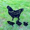 4 Pack Chicken Garden Decorative Stake Metal Chicken Statues Hen and Chicks Silhouette for Yard Outdoor Lawn Patios Garden Decoration
