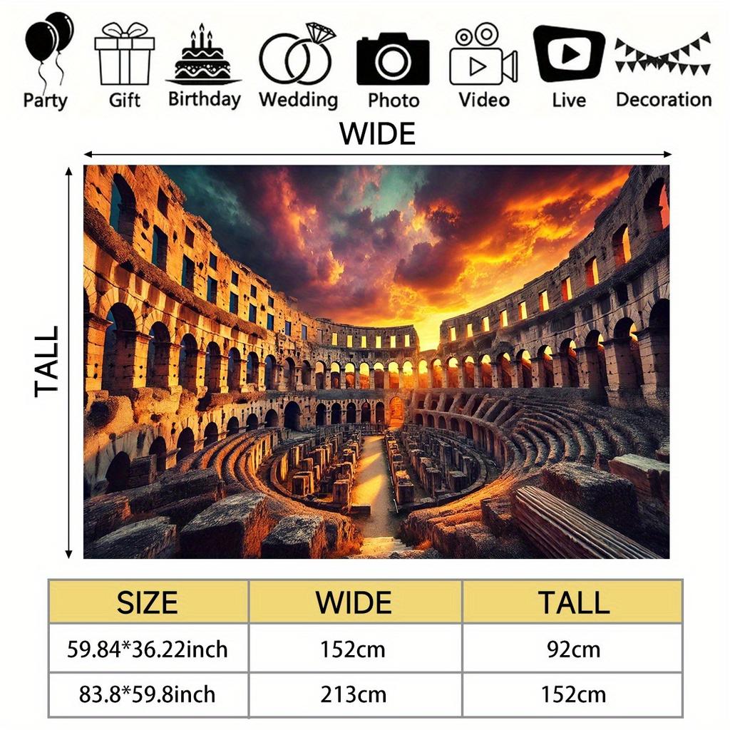 Vintage Roman Colosseum Tapestry Wall Art Hanging Decor Sunset Background Ancient Architecture Luxury Home Living Room Decor