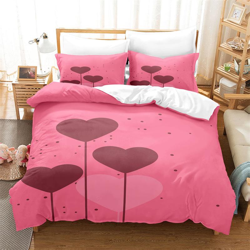 Pink Romantic Theme Duvet Cover Set King Queen Size Kawaii Cute Cartoon Yellow Crown Pink For Girls Women Polyester Bedding Set