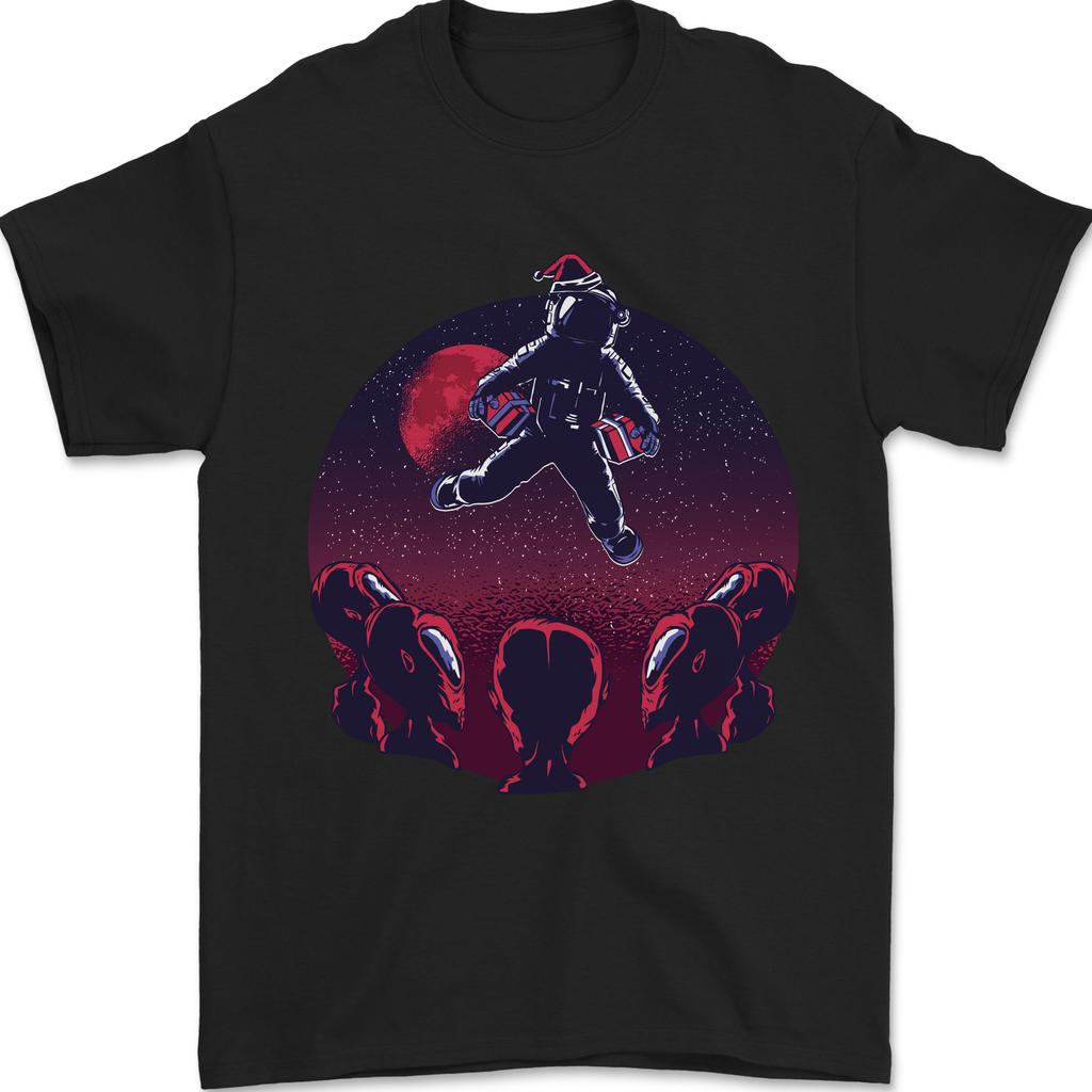 Astronaut Santa Aliens Christmas Planets Xmas Unisexs TShirt 100 Cotton