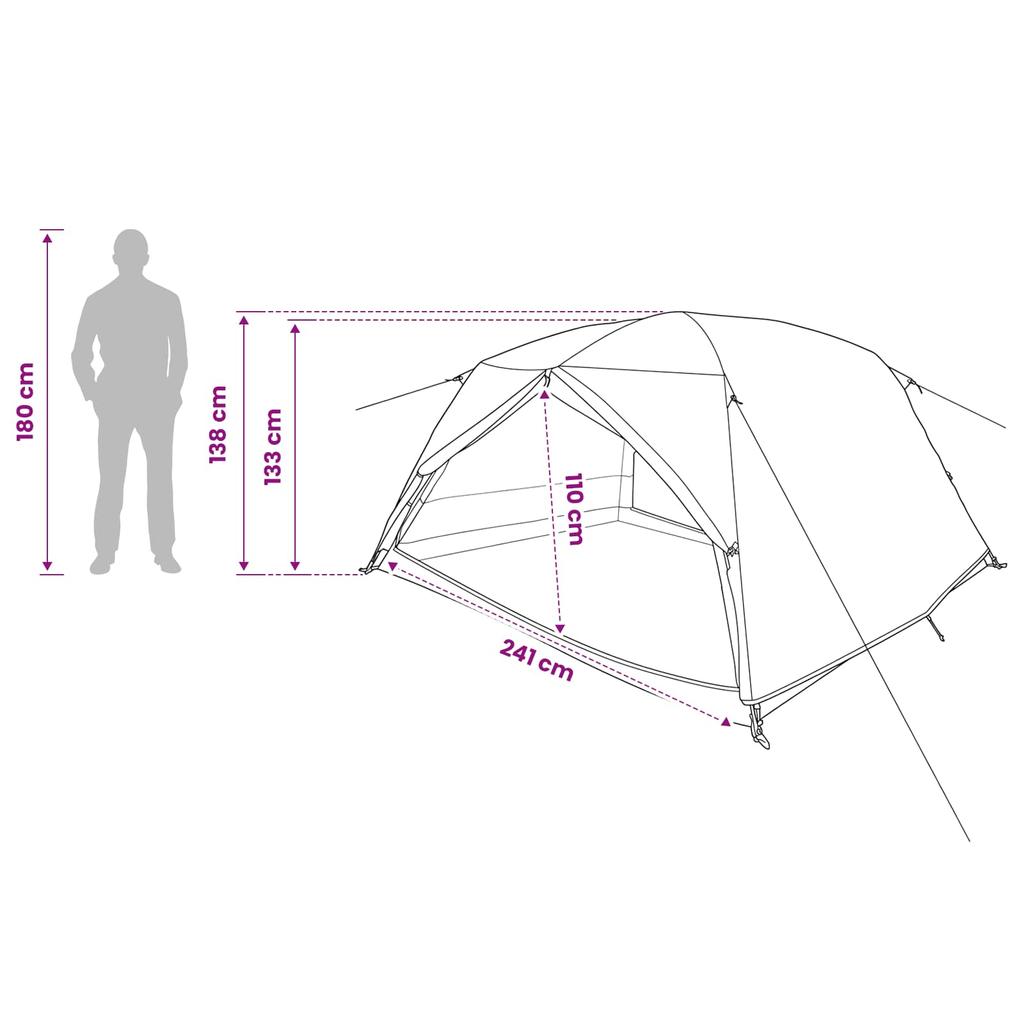Trekking Tent Blue 4 Person Tent 185T Polyester with PU Coating