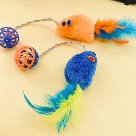 Интерактивная игрушка-мышка для кошек с колокольчиками, имитация плюшевой мыши, жевательная игрушка для кошек, пушистая игрушка-колокольчик для кошек, живущих в помещении