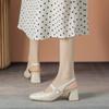 Pearl Square Head Sandals Women's Fashion Medium Thick Heel Single Shoes Small Heel Bag Head Sandals