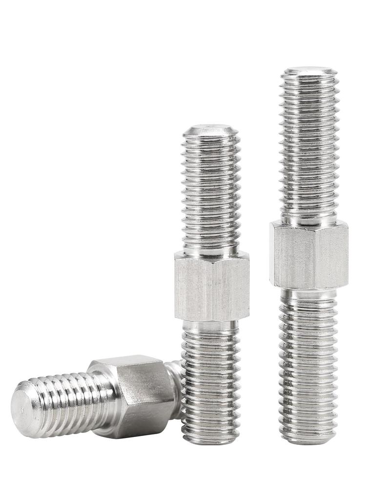 304 Stainless Steel Bi-Directional Hex Double-Ended Screw Bolt Rod, Left & Right-Hand Threaded, Sizes M3-M16