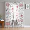 Set Of Paris Symbolslettering Luxurious Chiffon Sheer Curtains for Living Room Bedroom Decoration Window Voiles Tulle Curtain