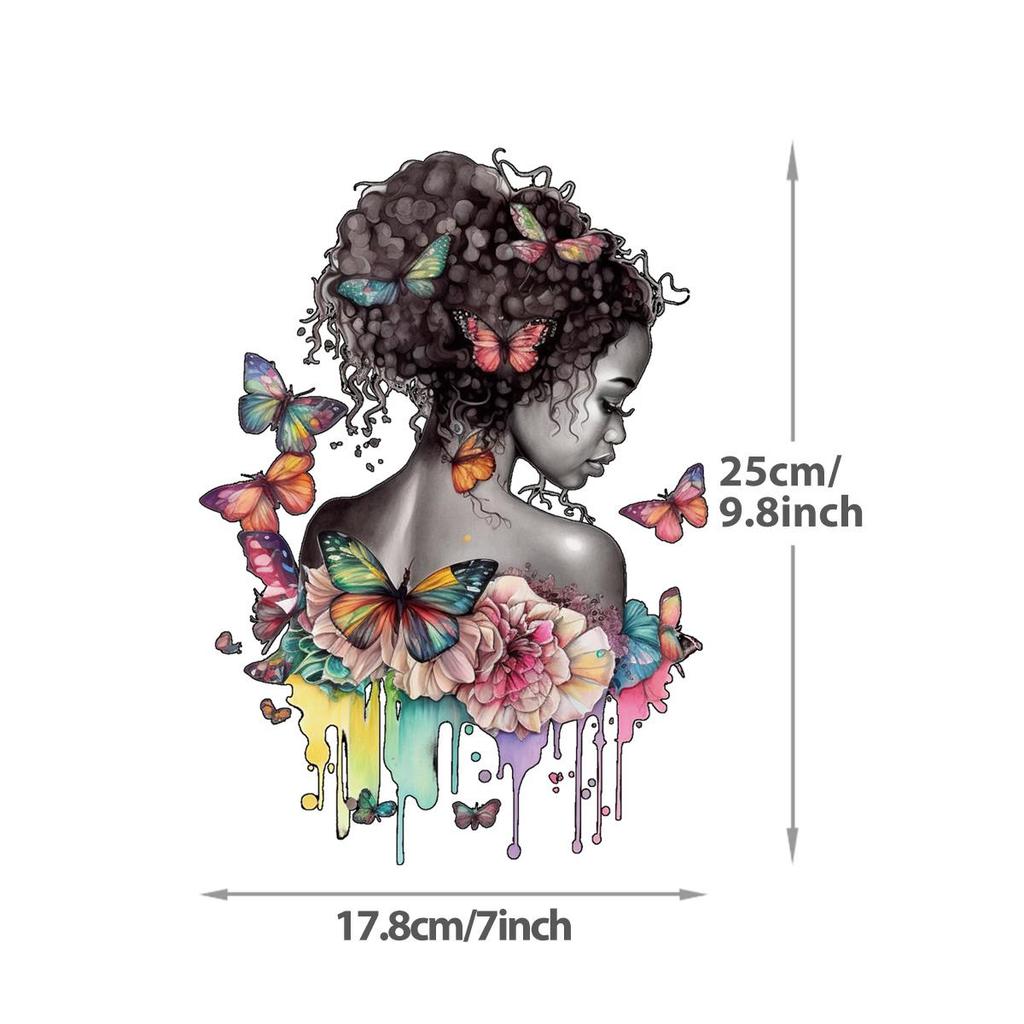 Черная женщина Бабочка Термопереводная наклейка Печать на футболках Наклейки на одежду Толстовки Сделай сам Термопресс Аппликация Утюгом Нашивки