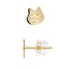 Earrings - LÉA &; ARTHUR - CHAT Motifs - 375 Yellow Gold - SILICONOR Push System