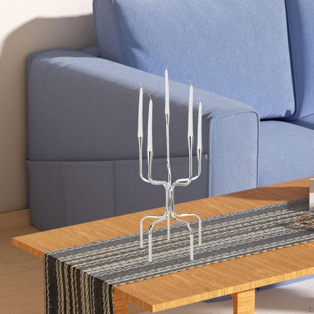 Candlestick Holder Candelabra 5 Arm Decorative Iron Ornament Table Centerpiece Taper Candle