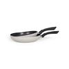 Set of 2 Stone-look Frying Pans - LIVOO - MEN124GR - Non-stick Coating - Ø 24 and 28 Cm - Silicone Handle - All Hobs