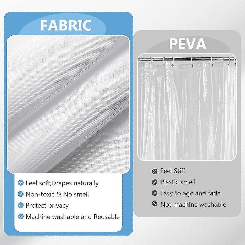 White Waterproof Fabric Shower Curtain Liner 71x72 with Magnets and RustResistant Grommets