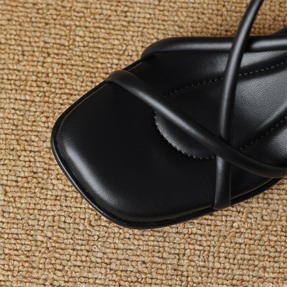 Taoffen Летние лаконичные модные женские босоножки на тонком каблуке с узким ремешком, сандалии с открытым носком на пятке, легкая женская обувь с перекрестной завязкой