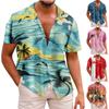 Summer New Men's Printed Slim Fit Shirt Large Fashion Casual Short Sleeve Shirt Men