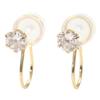 Earrings Simple 10K Yellow Gold March Birthstone Aquamarine [Barzaz] Women's