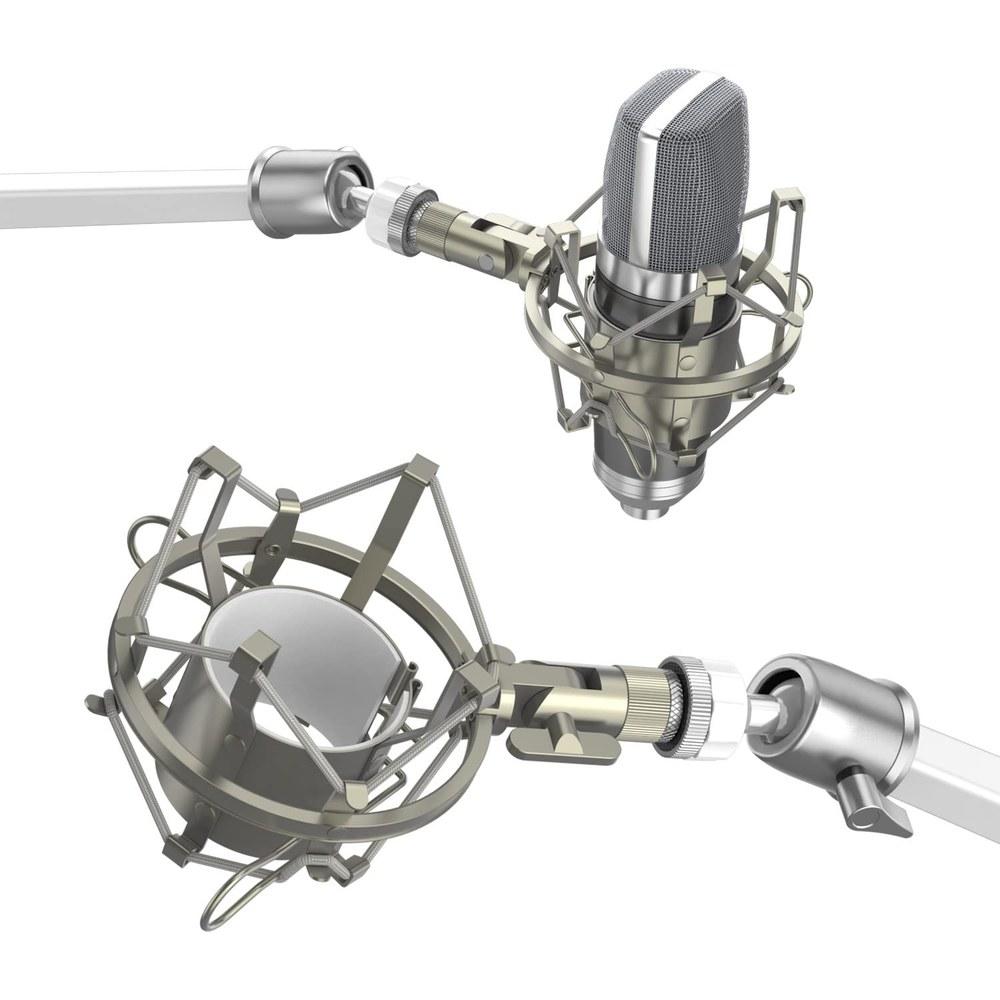 Smatree 2022 Edition Shock Mount Microphone Stand NW-700 White Compatible with Microphones such as AT2020USB+ and More