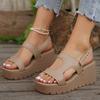 Fashion Ladies Shoes 2024 High Quality Buckle Strap Women's Sandals Fashion Peep Toe Dress Sandals Women New Solid Wedge Sandalszapatos
