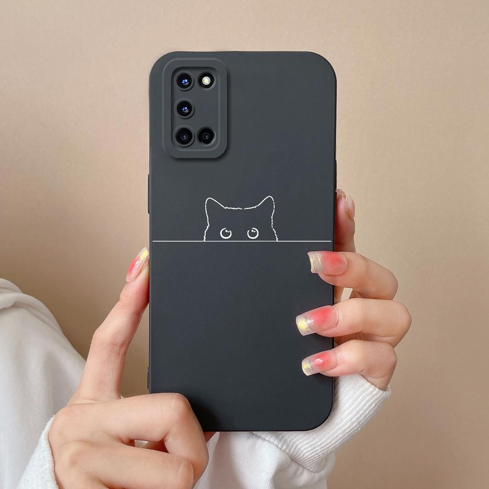 For Oppo A52 A72 A92 Case Butterfly Heart Simple Back Cover Soft Liquid Silicone Funda Camera Protection Anti Drop Phone Housing