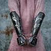 LARP Gothic Bracers Medieval Knight Armor Blackened Steel Bracers Arm Hand Forged Steel Bracers Of Arm Guards