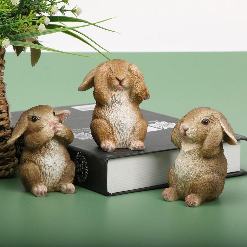 3 шт./набор из смолы, фигурка пасхального кролика, милый кролик, настольное украшение, скульптура кролика, фермерский двор