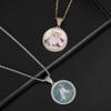 Hip-Hop Small Round Photo Pendant Trendy Brand DIY Creative Photo Frame Zircon Pendant Men's Necklace