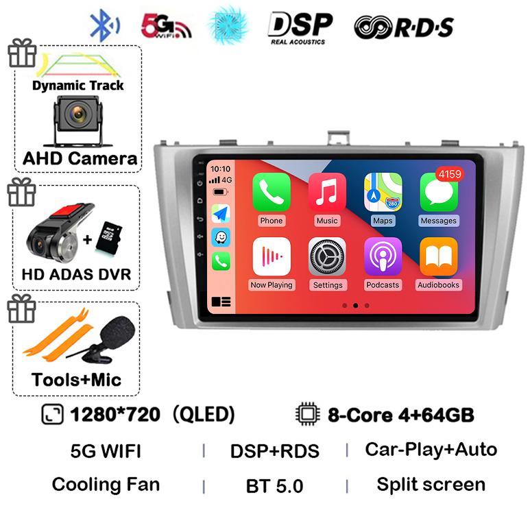 Android 14 Carplay Auto для Toyota Avensis 3 2008 2009 2010 2011 2012 2013- 2015 Автомобильный Радио Мультимедиа Стерео Плеер GPS 4G WIFI