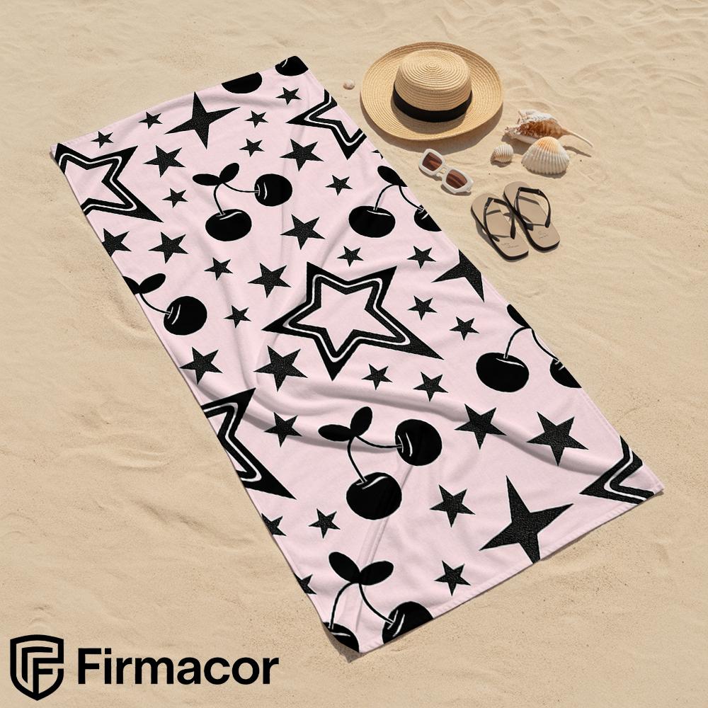 Cherry Star Print Cartoon Anime Beach Towel Microfiber Quick Dry Super Absorbent Soft Bath Towel for Kids Adults Travel