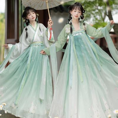 Китайский стиль династии Тан, вышивка для взрослых, женский костюм Hanfu с принтом и окраской